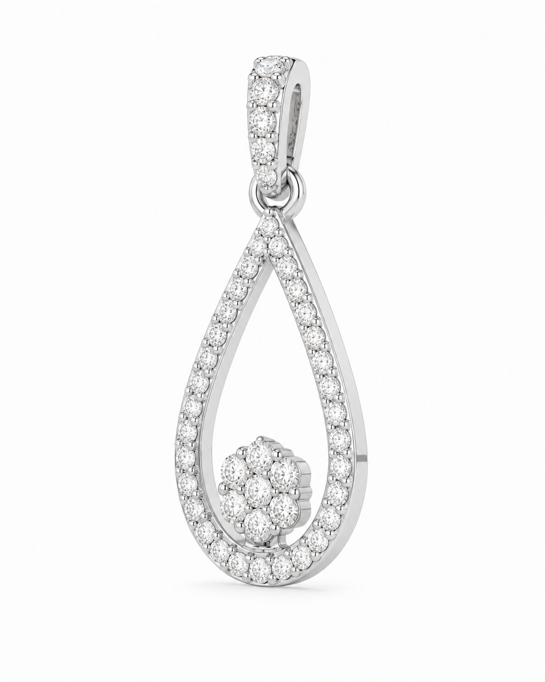 10K White Gold Teardrop Charm 0.15 ct Natural Diamond