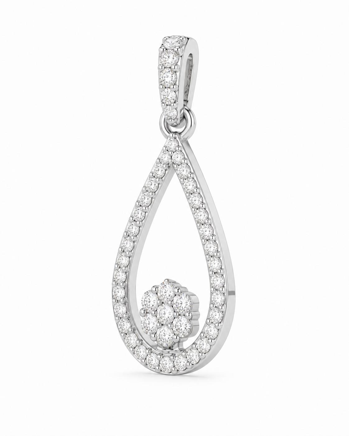10K White Gold Teardrop Charm 0.15 ct Natural Diamond