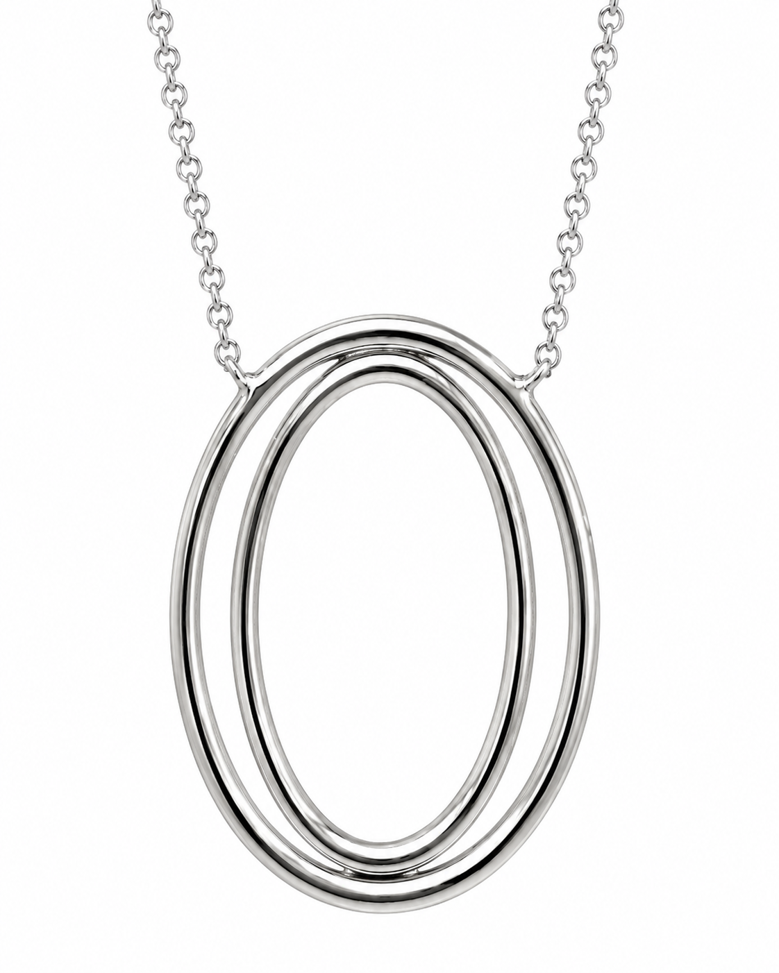 14K White Gold Women’s Oval Charm/Chain Set 0.48 ct Natural Diamond