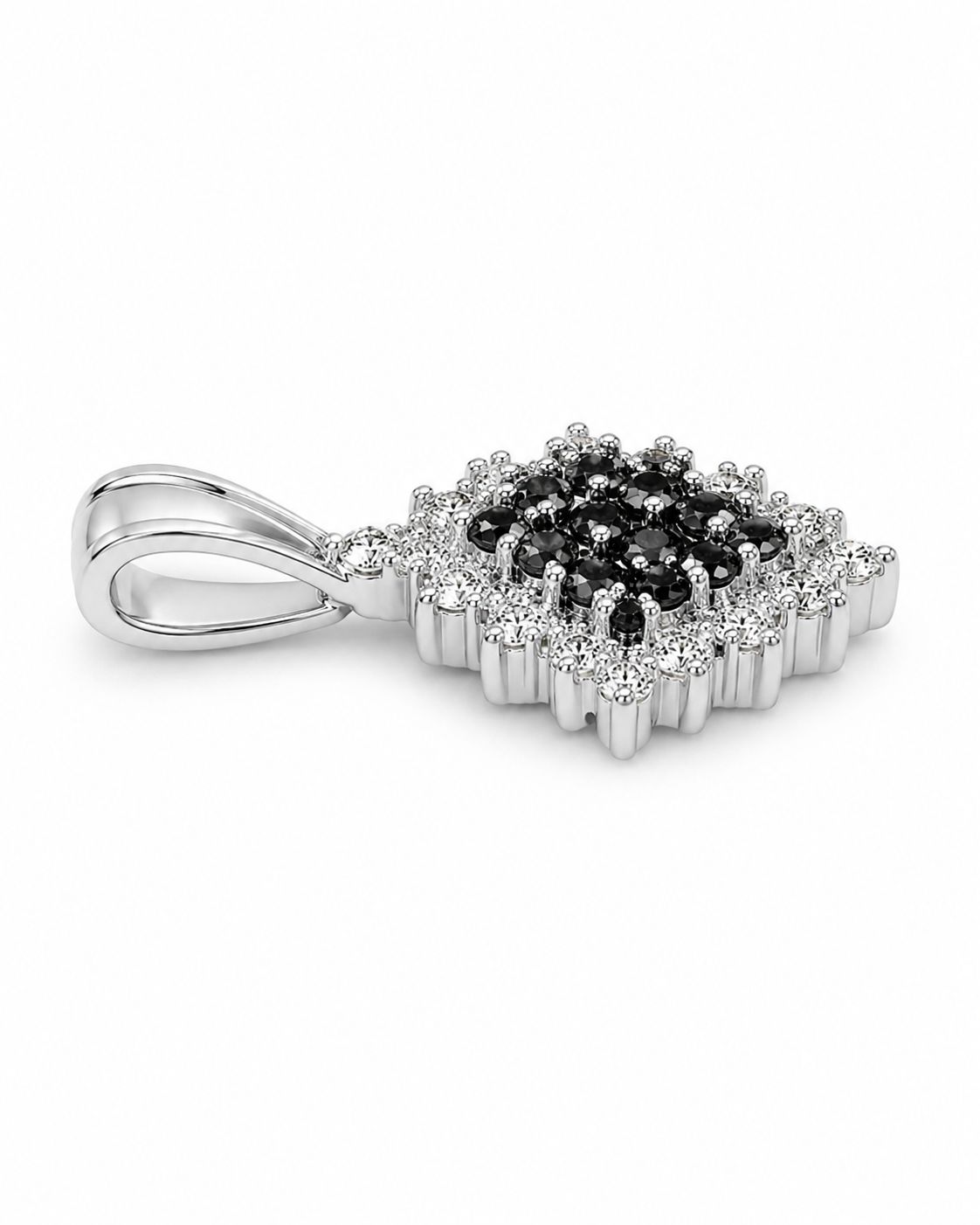 10K White Gold Charm 0.15 ct Natural Black Diamond