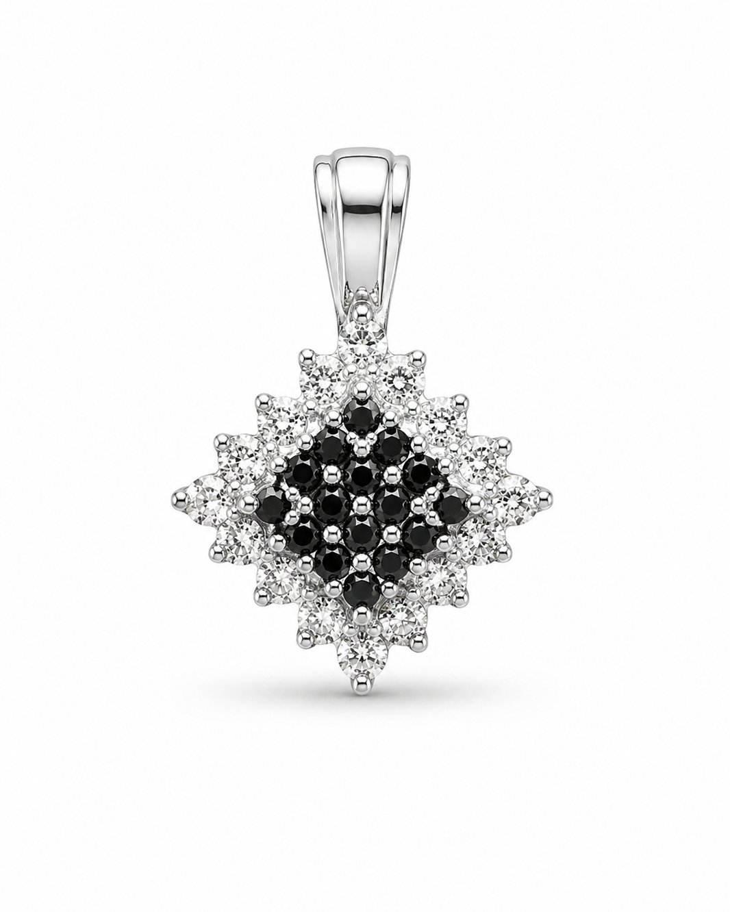 10K White Gold Charm 0.15 ct Natural Black Diamond