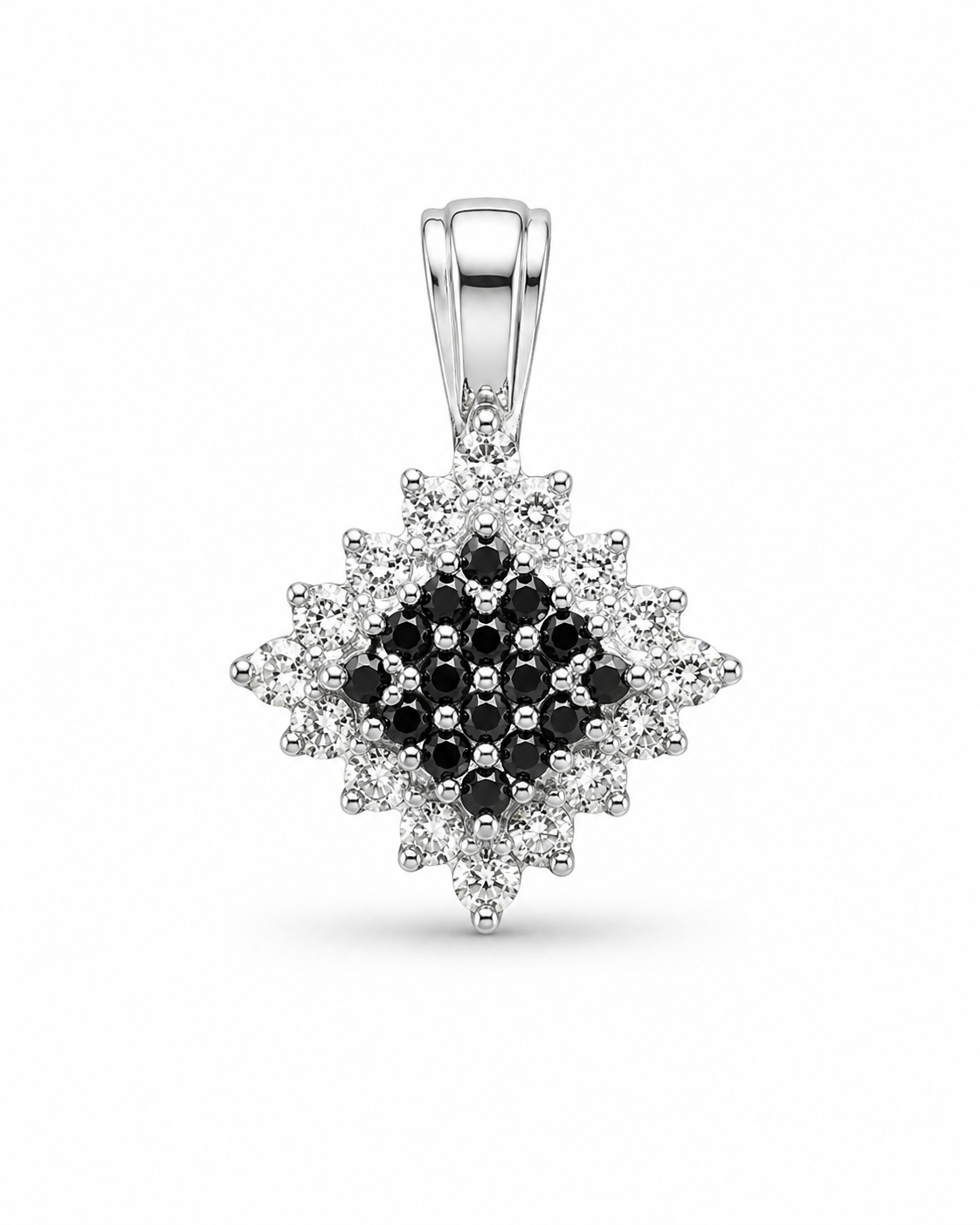 10K White Gold Charm 0.15 ct Natural Black Diamond