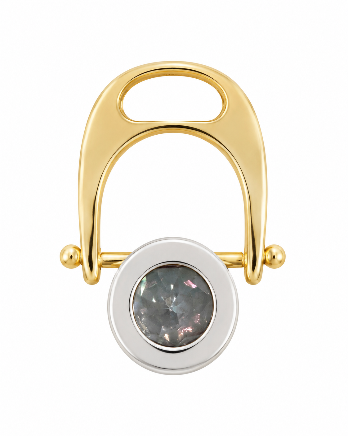 14K Two-Tone Gold Slider Charm 2.00 ct Mystic Topaz 0.24 ct Natural Diamond