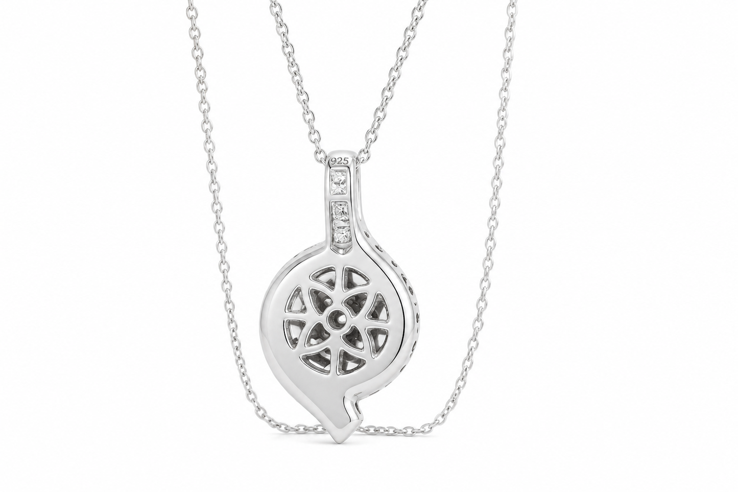 14K White Gold Charm/Chain Set Round Smokey Quartz 0.96 ct 0.14 ct Natural Diamond