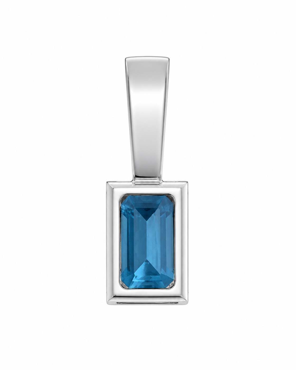 14K White Gold Charm 2.00 ct Blue Zircon 0.08 ct Natural Diamond