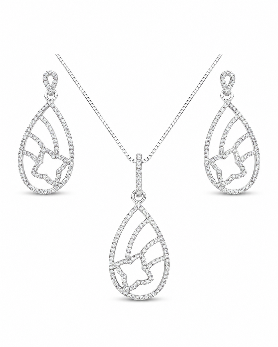 10K White Trio Set Earrings/Charm Dangle 0.50 ct Natural Diamond