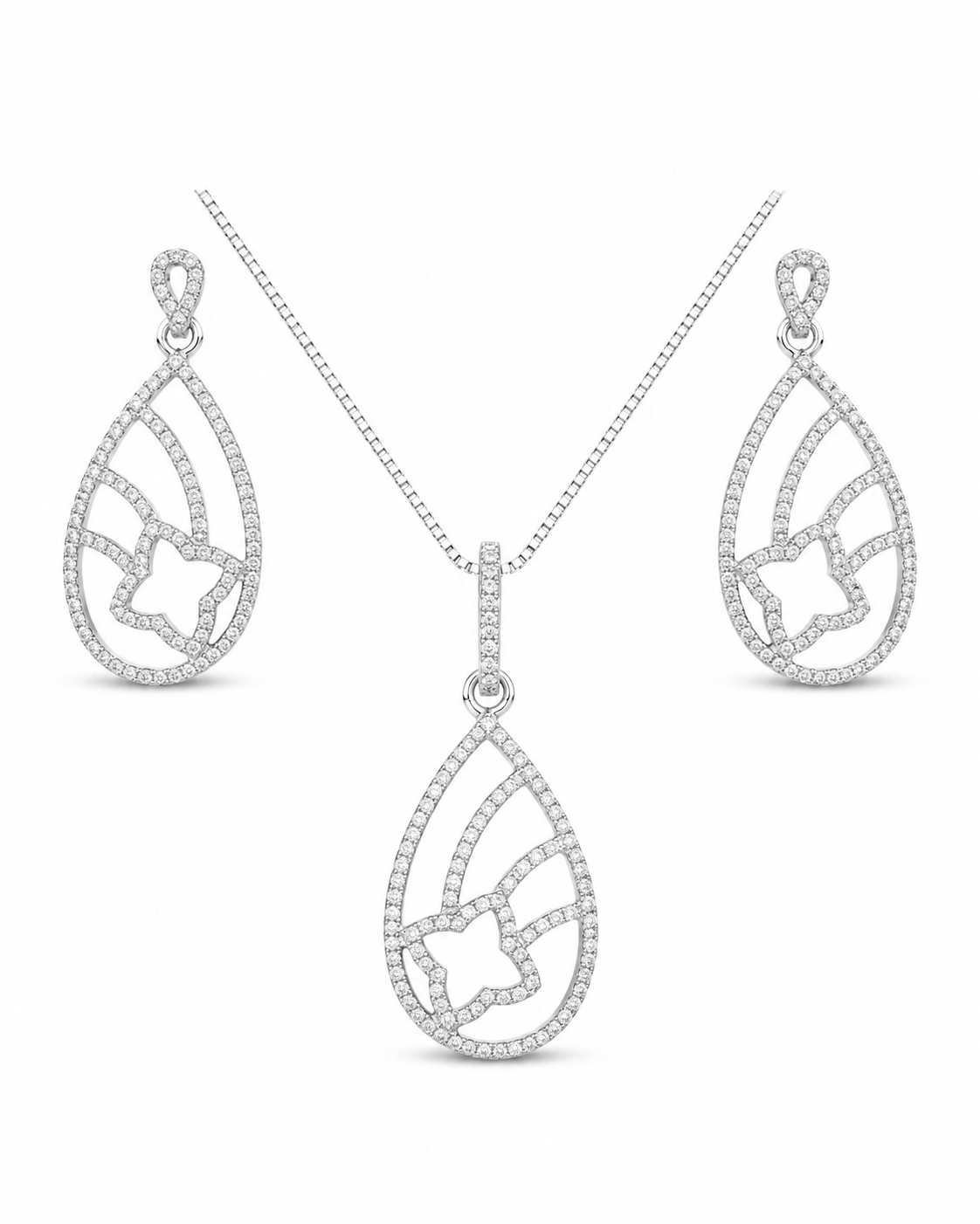 10K White Trio Set Earrings/Charm Dangle 0.50 ct Natural Diamond