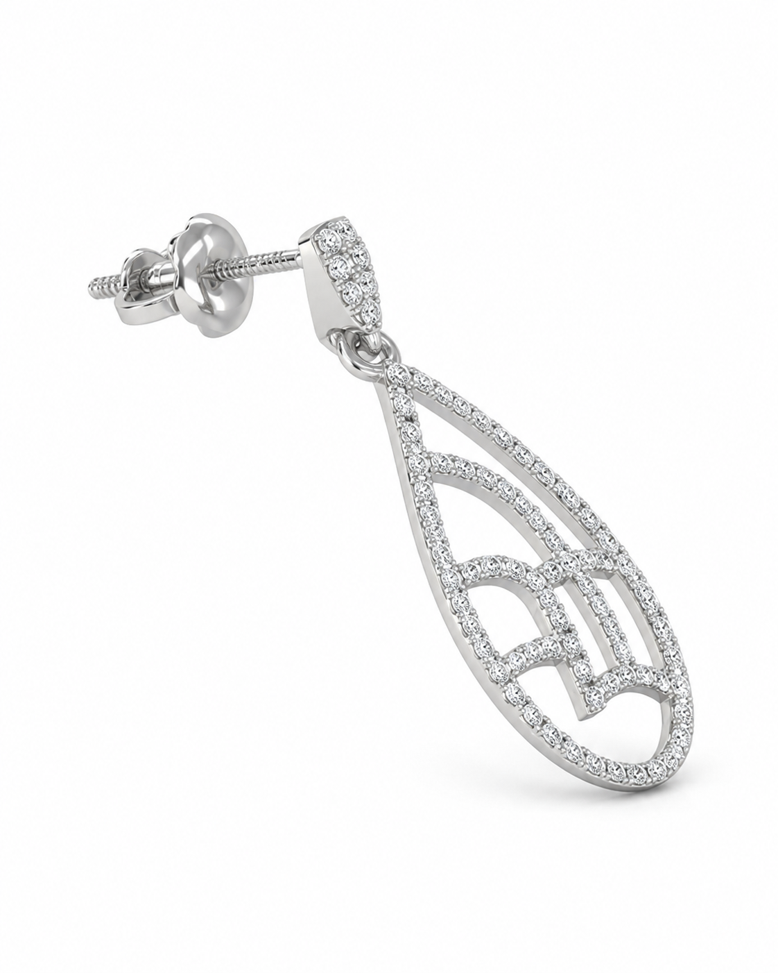 10K White Trio Set Earrings/Charm Dangle 0.50 ct Natural Diamond