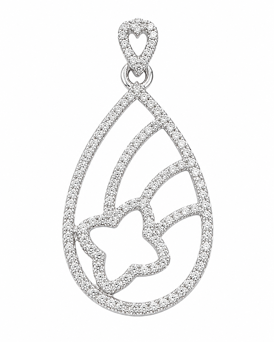 10K White Trio Set Earrings/Charm Dangle 0.50 ct Natural Diamond