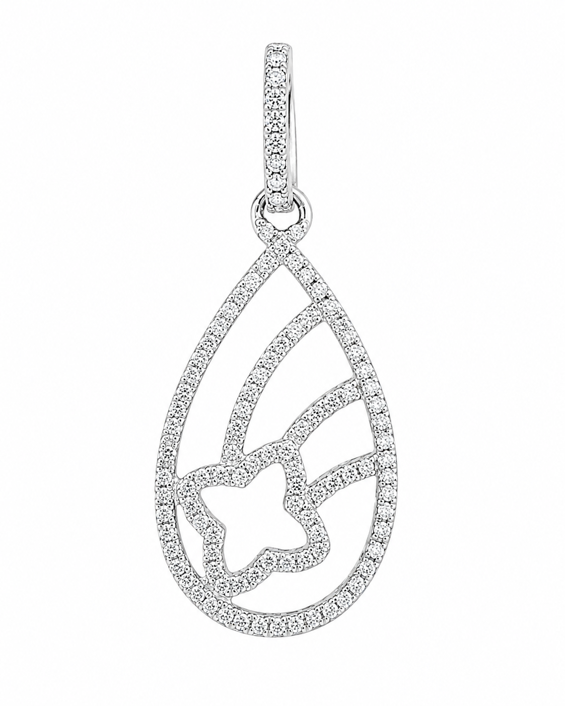 10K White Trio Set Earrings/Charm Dangle 0.50 ct Natural Diamond