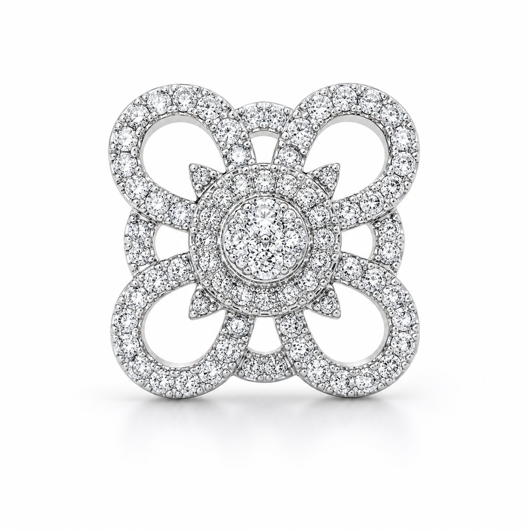 14K White Gold Trio Set Earrings/Charm 0.30 ct Natural Diamond