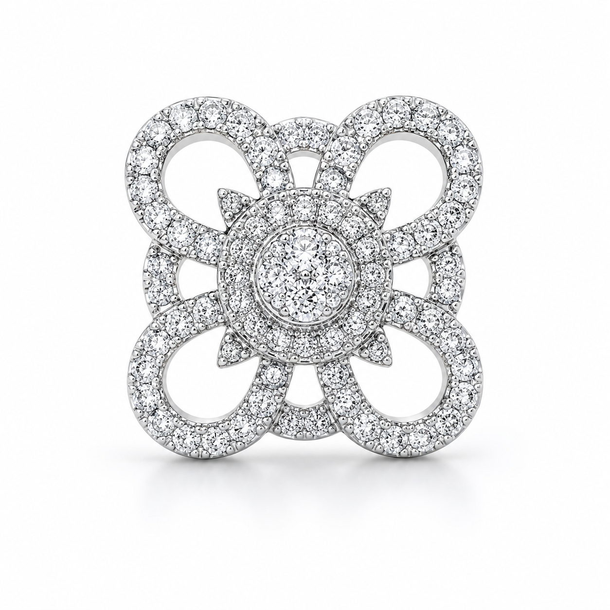 14K White Gold Trio Set Earrings/Charm 0.30 ct Natural Diamond