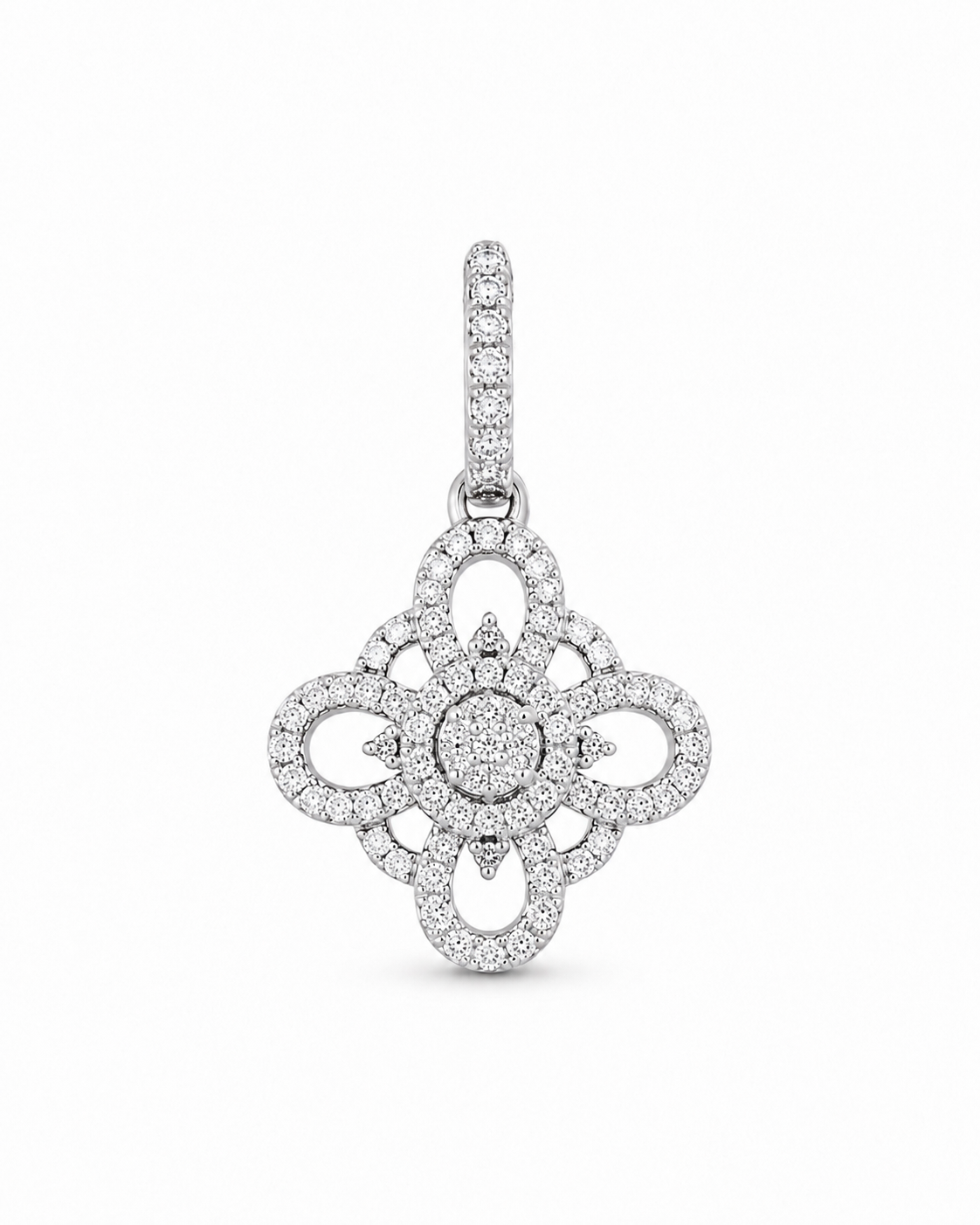 14K White Gold Trio Set Earrings/Charm 0.30 ct Natural Diamond