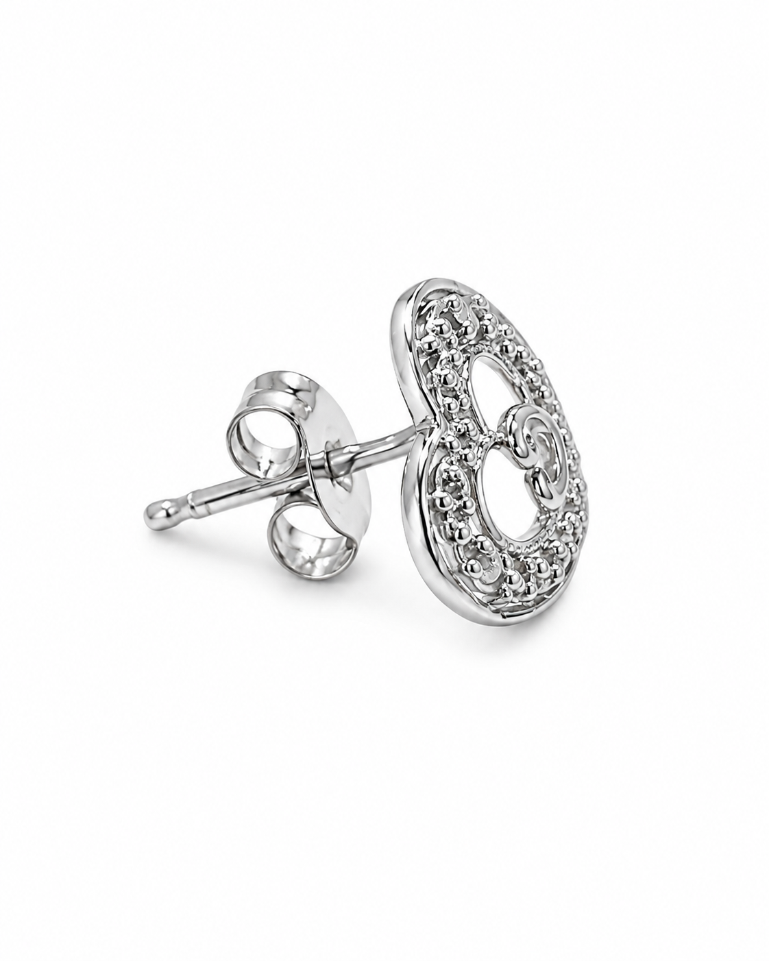 10K White Gold Trio Set Necklace/Earrings Heart 0.05 ct Natural Diamond