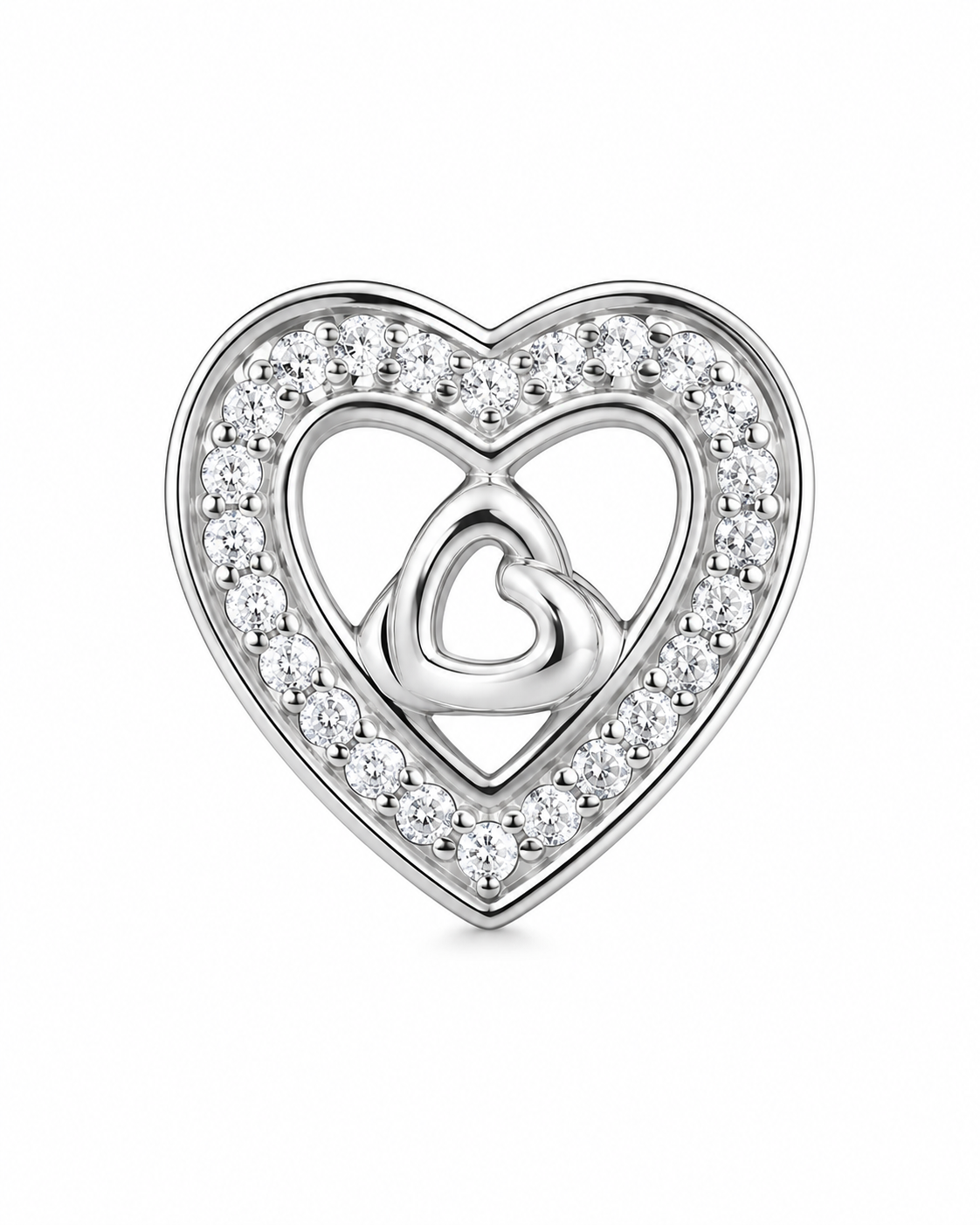 10K White Gold Trio Set Necklace/Earrings Heart 0.05 ct Natural Diamond