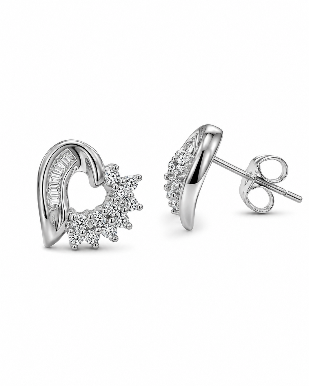 10K White Gold Heart Earrings 0.27 ct Natural Diamond