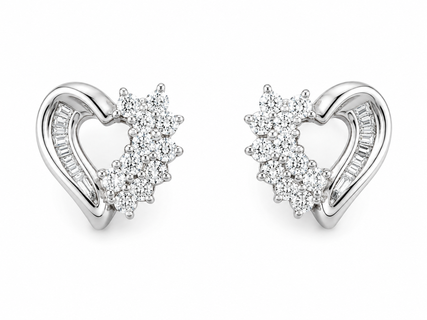 10K White Gold Heart Earrings 0.27 ct Natural Diamond