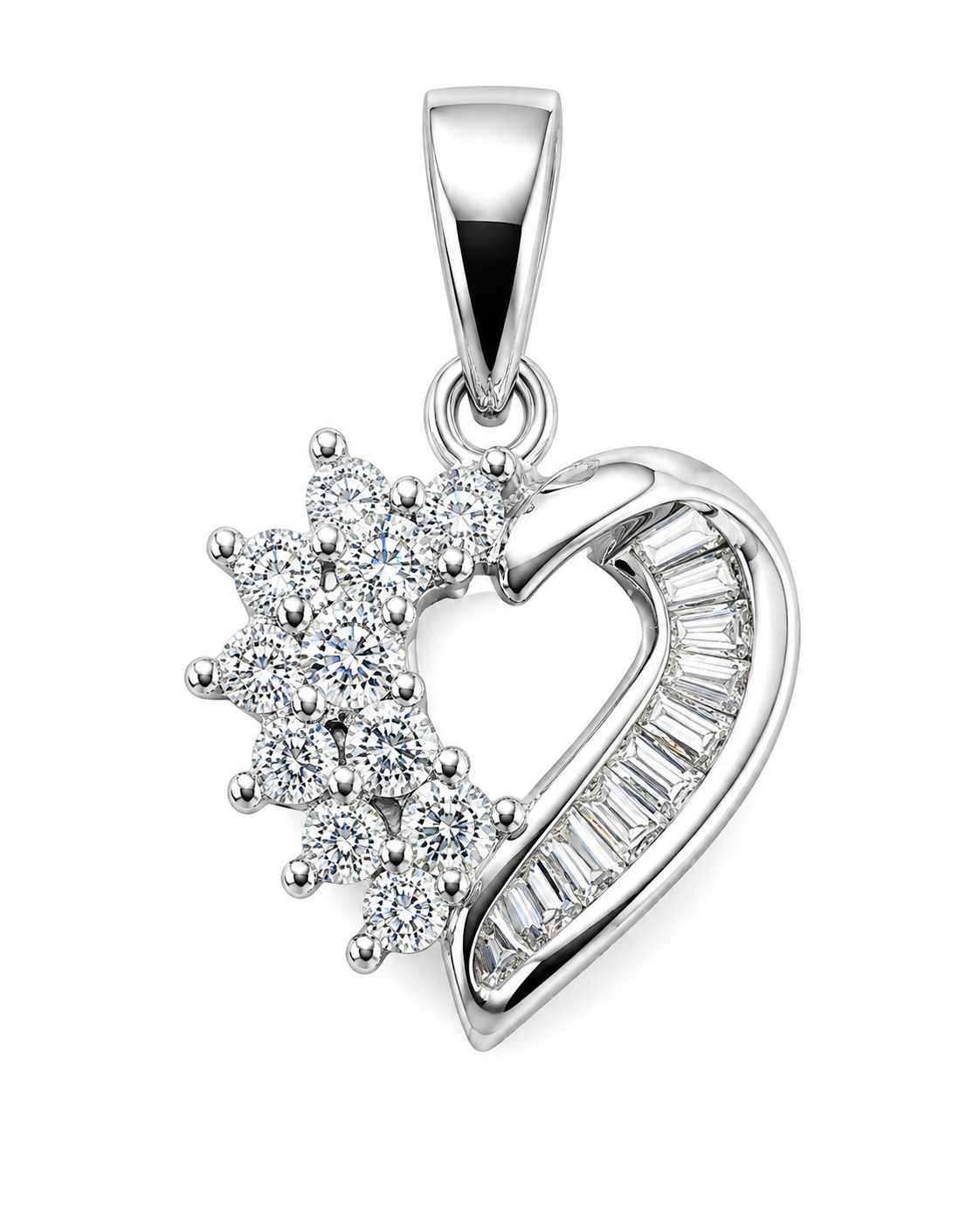 10K White Gold Heart Charm 0.27 ct Natural Diamond