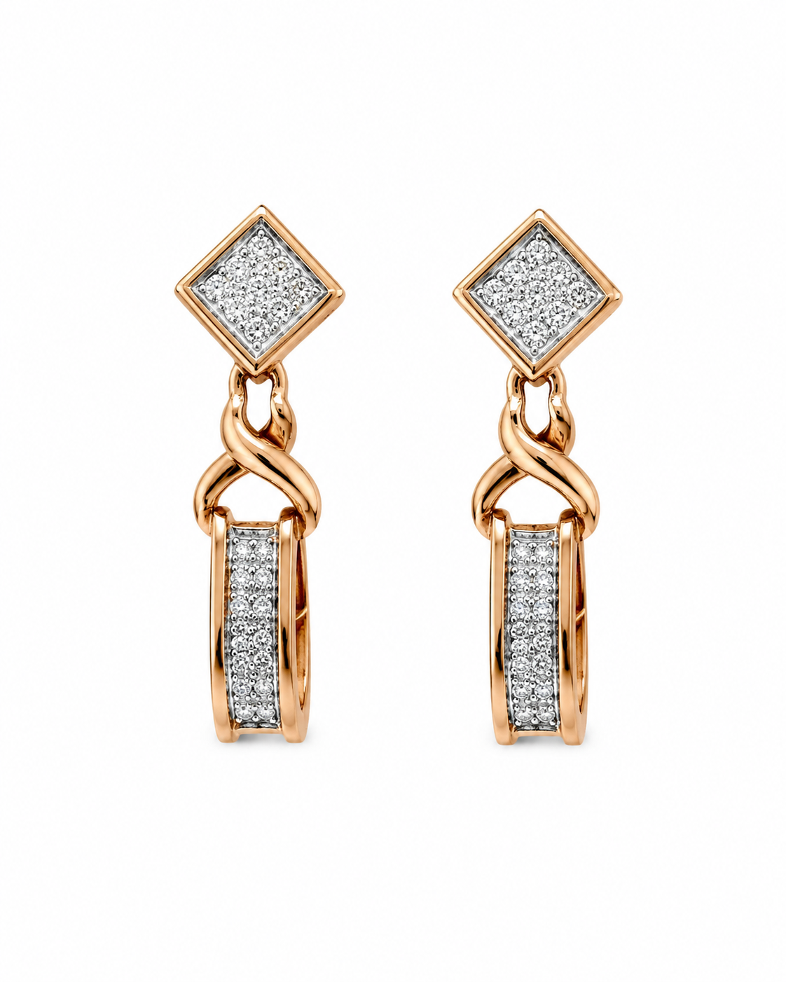14K Rose Gold Dangle Earrings 0.75 ct Natural Diamond