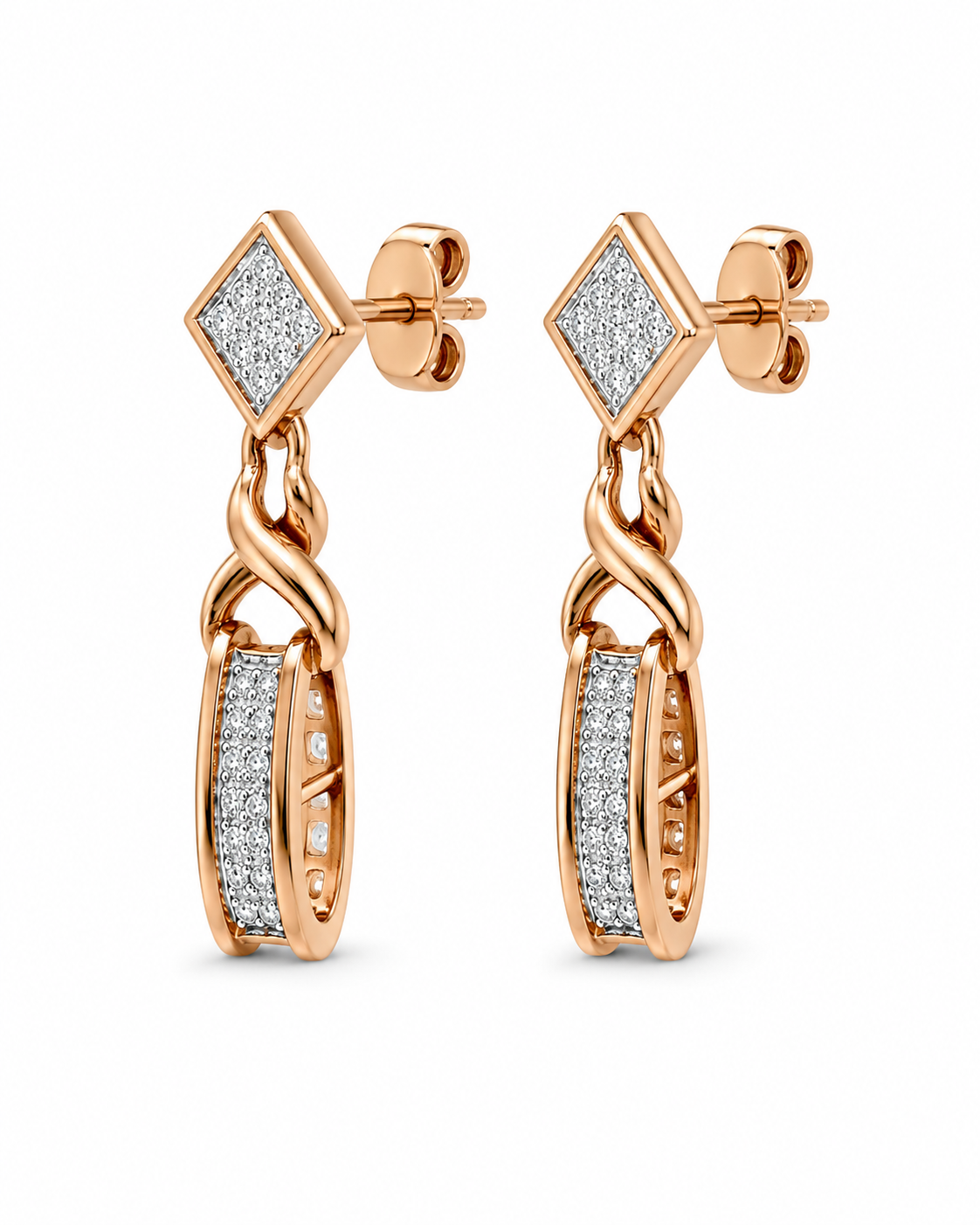14K Rose Gold Dangle Earrings 0.75 ct Natural Diamond