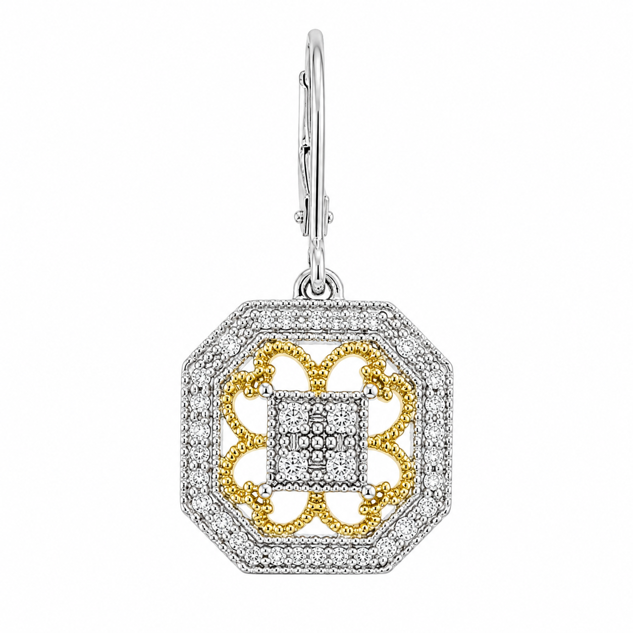 10K Two-Tone Gold Dangle Earrings 0.15 ct Natural Diamond