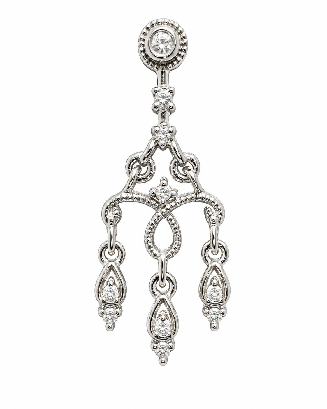 14K White Gold Dangle Earrings 0.33 ct Natural Diamond