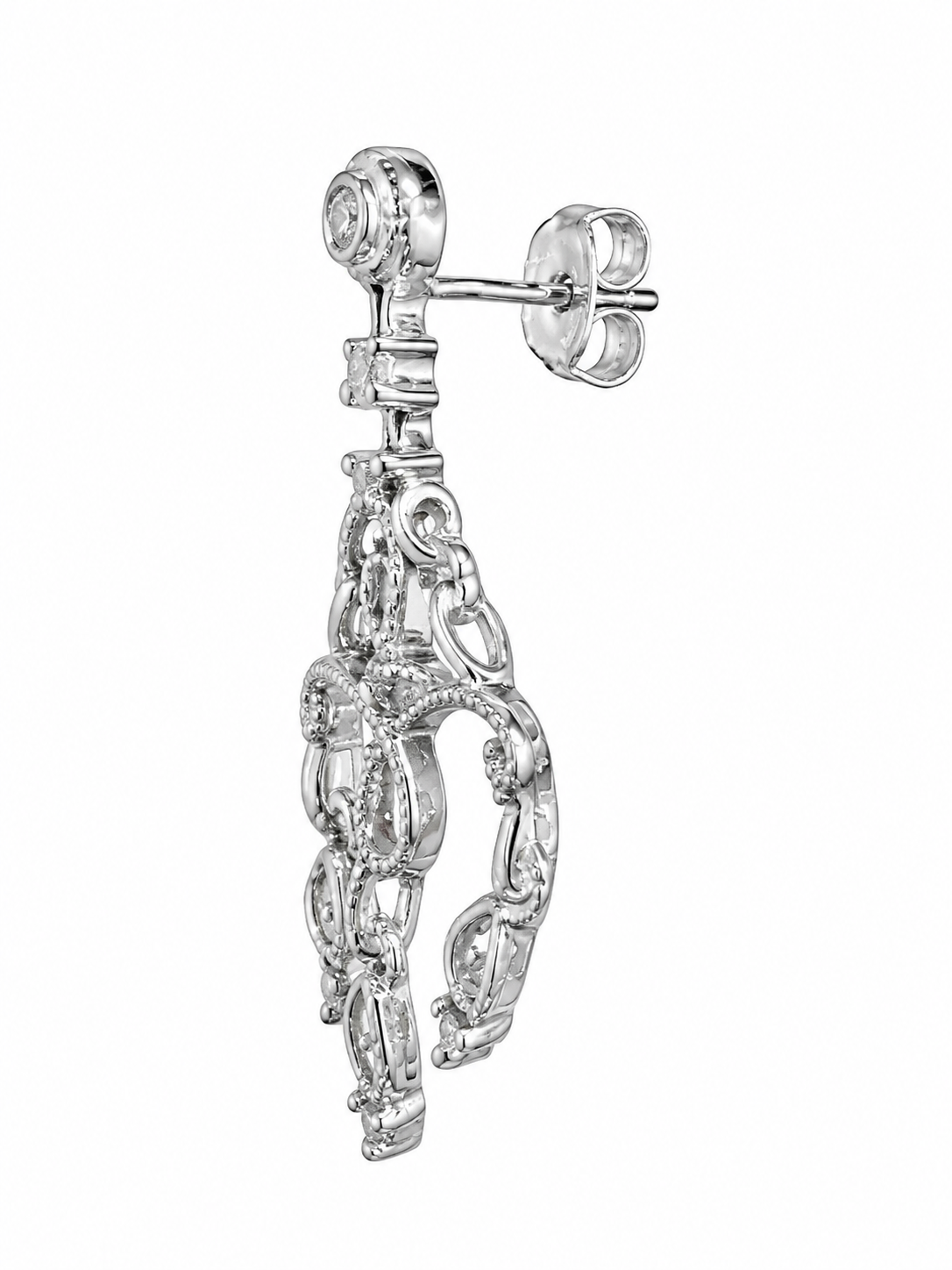 14K White Gold Dangle Earrings 0.33 ct Natural Diamond