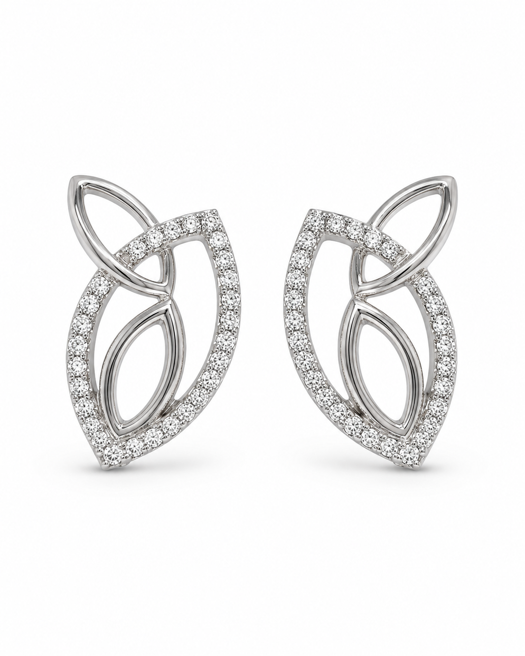 14K White Gold Huggie Earrings 0.50 ct Natural Diamond