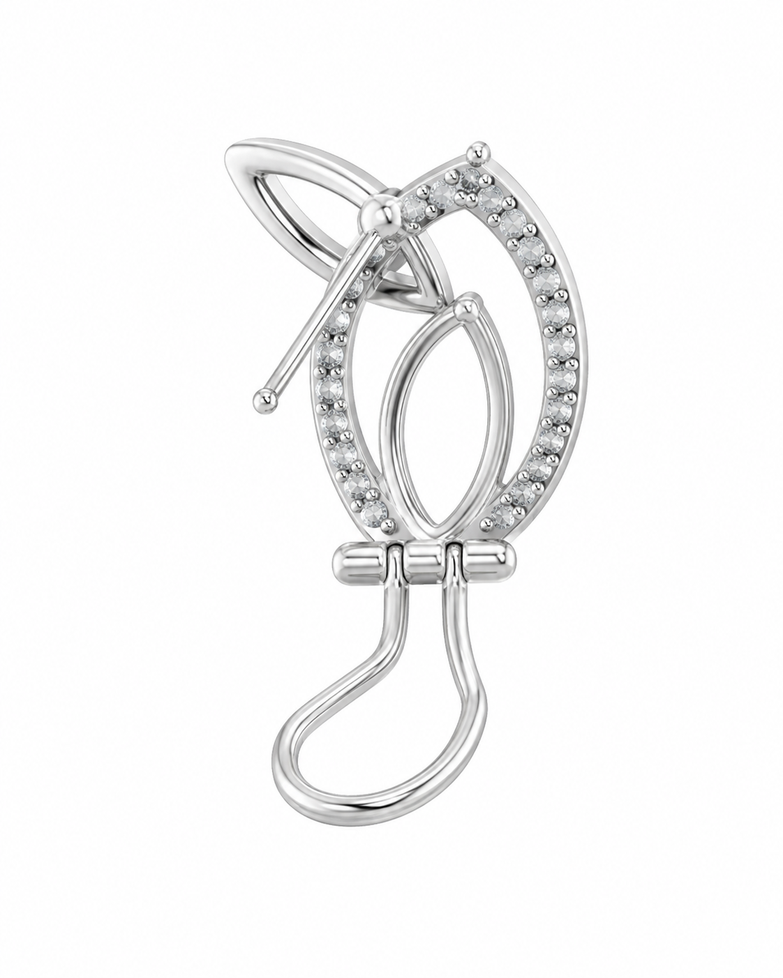14K White Gold Huggie Earrings 0.50 ct Natural Diamond