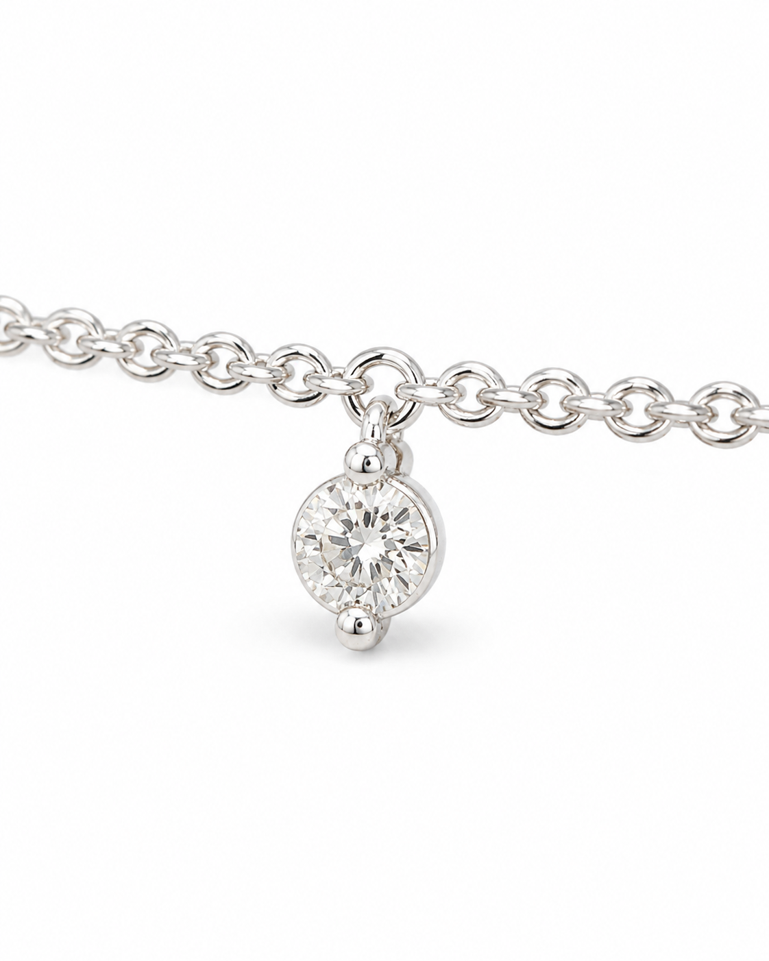 14K White Gold Dangle Necklace 0.37 ct Natural Diamond