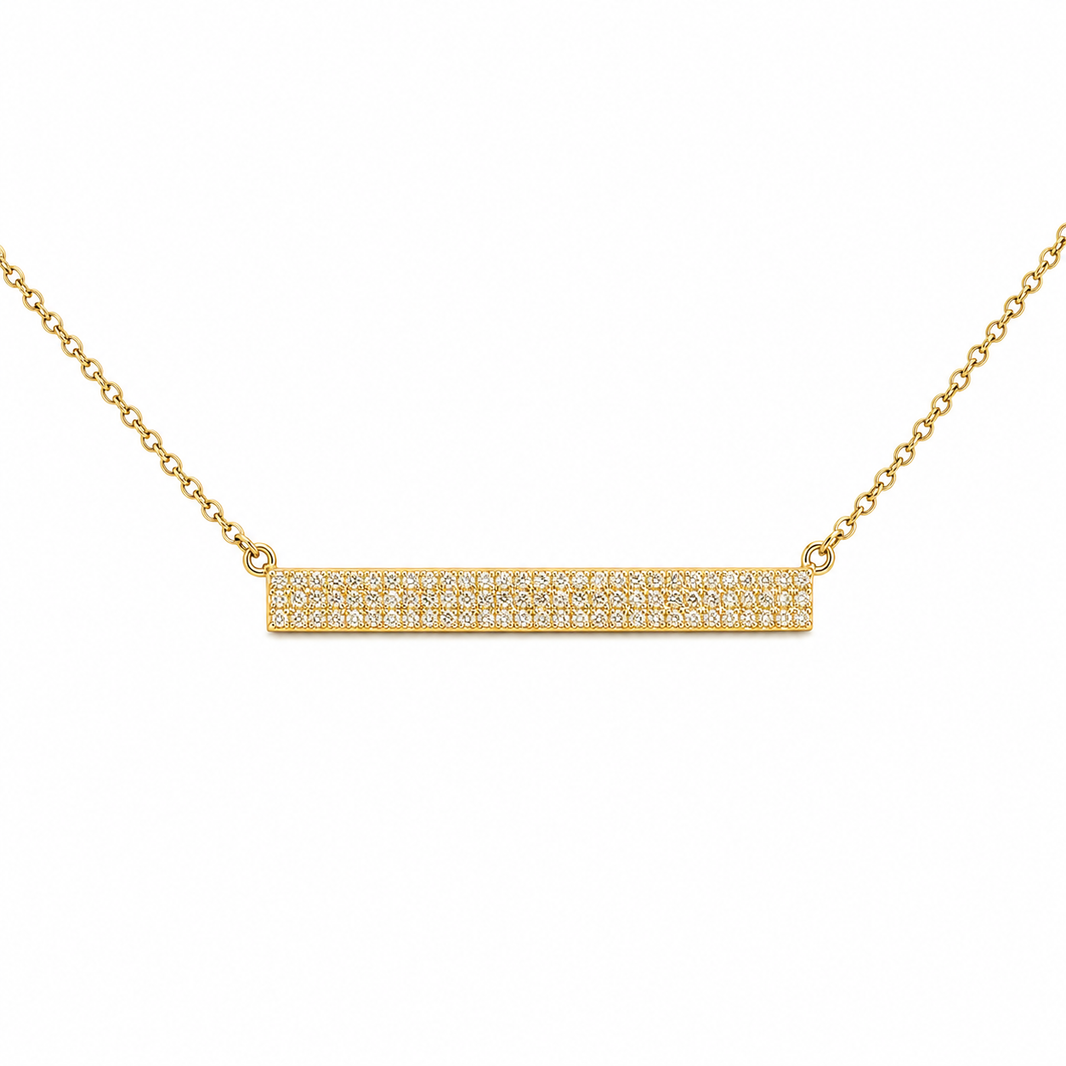 10K Yellow Gold Bar Necklace 0.25 ct Natural Diamond
