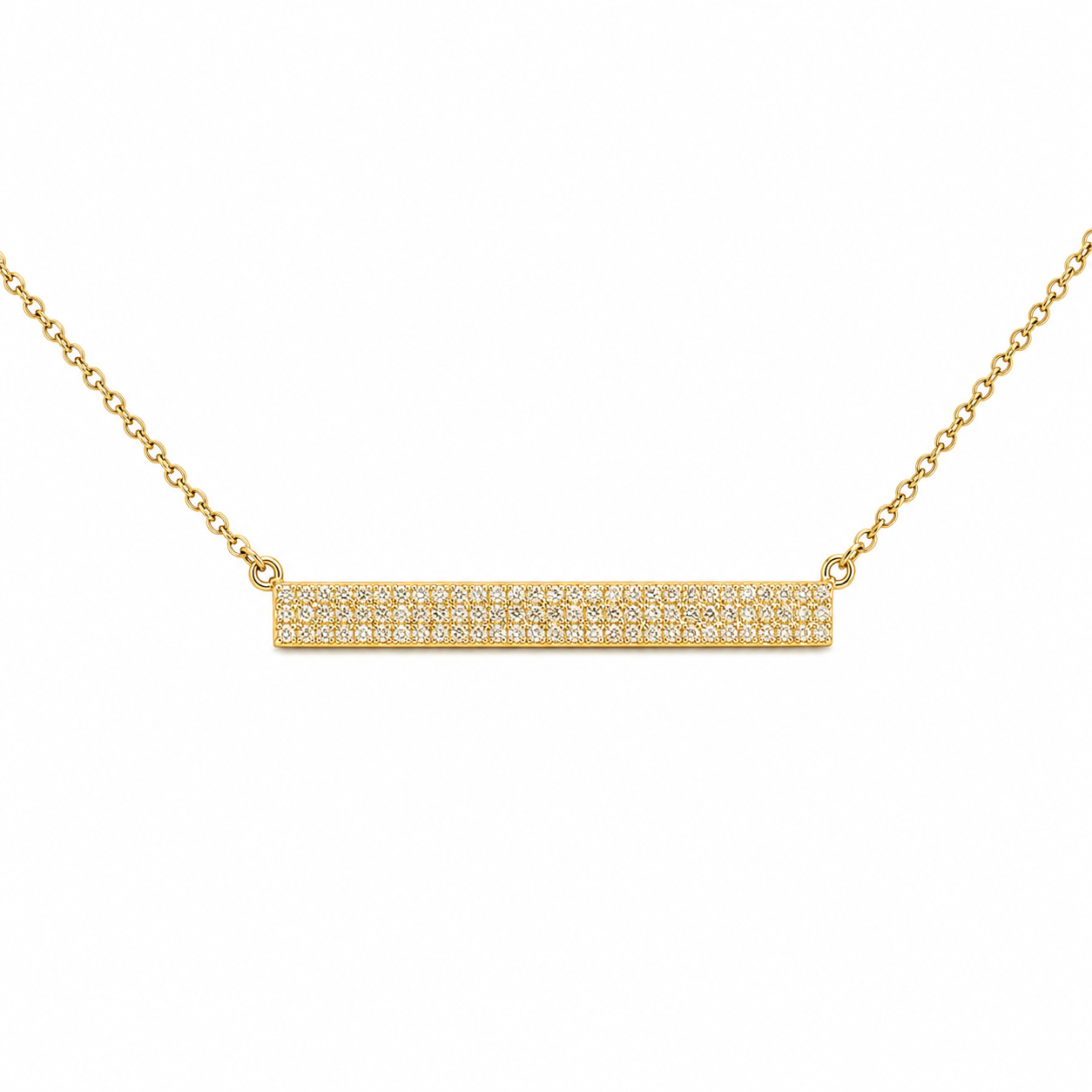10K Yellow Gold Bar Necklace 0.25 ct Natural Diamond