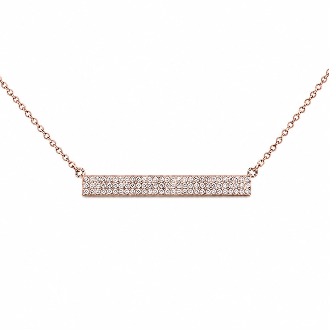14K Rose Gold Bar Nacklace 0.26 ct Natural Diamond
