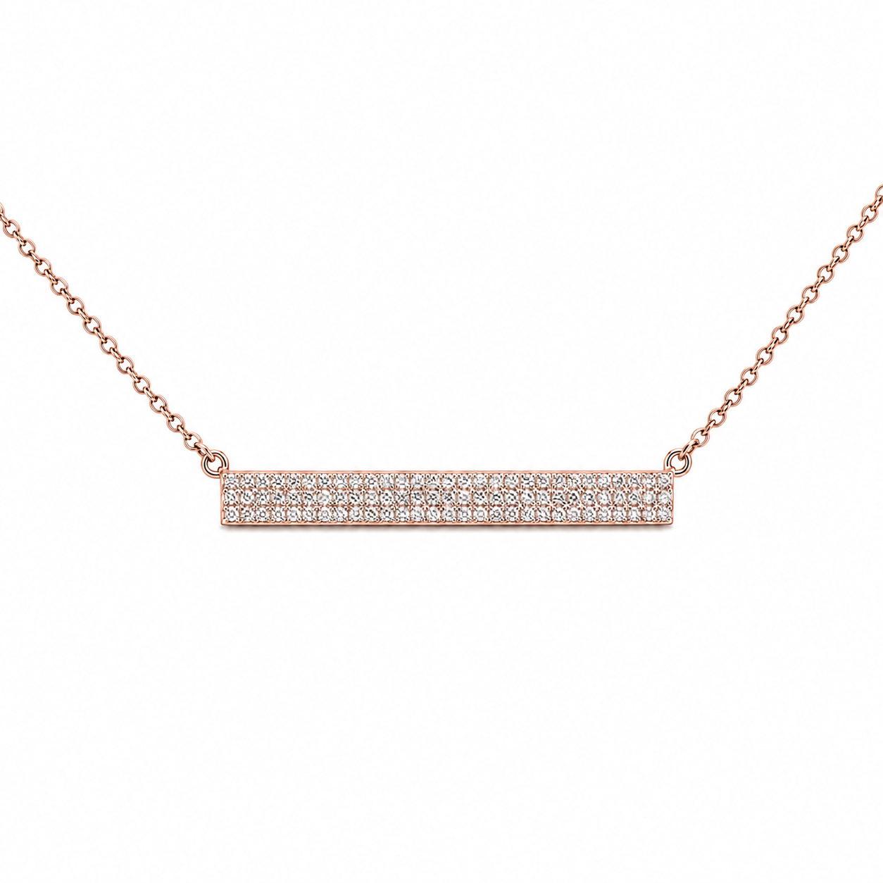 14K Rose Gold Bar Nacklace 0.26 ct Natural Diamond