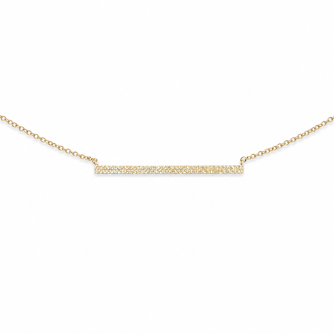 10K Yellow Gold Bar Necklace 0.17 ct Natural Diamond
