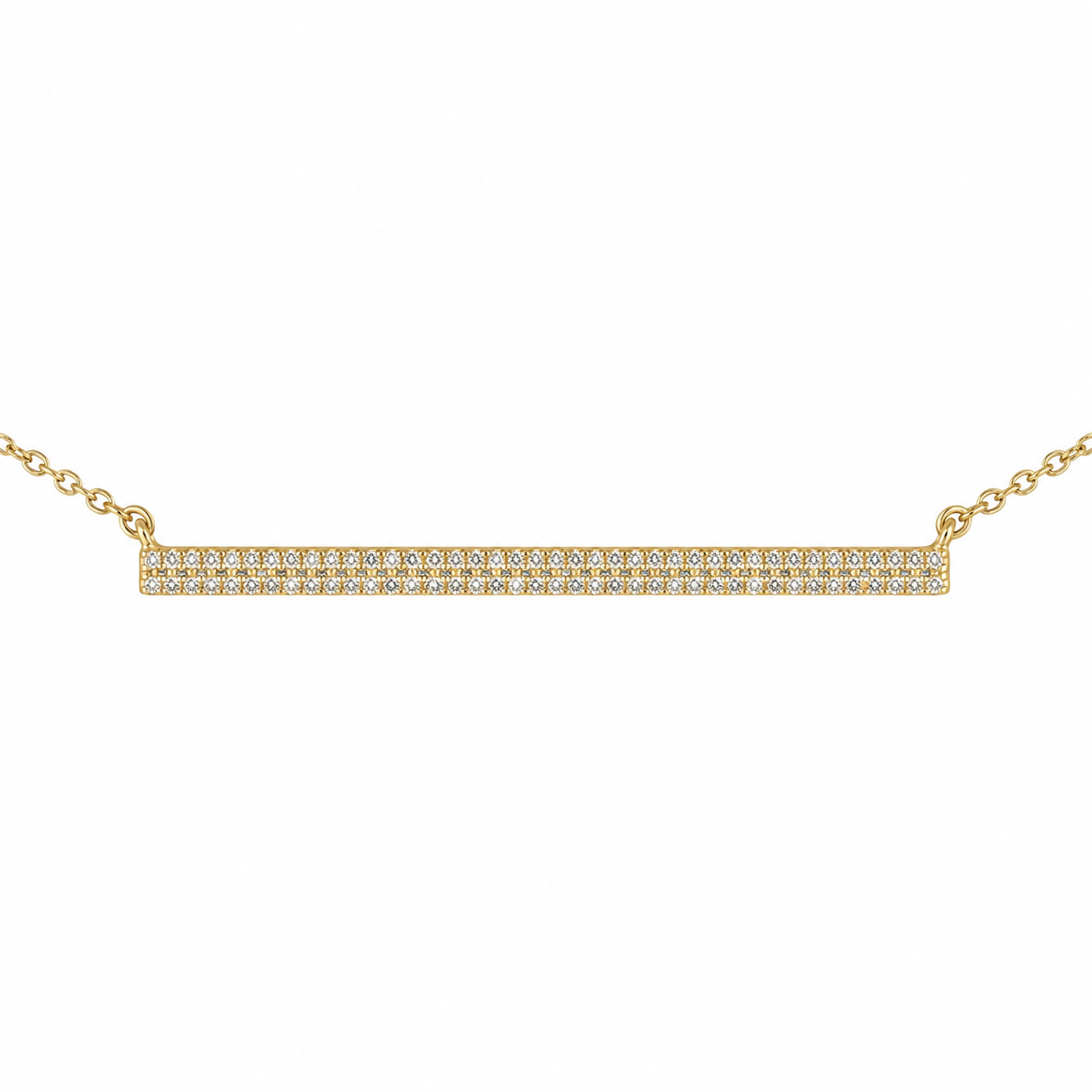 10K Yellow Gold Bar Necklace 0.17 ct Natural Diamond