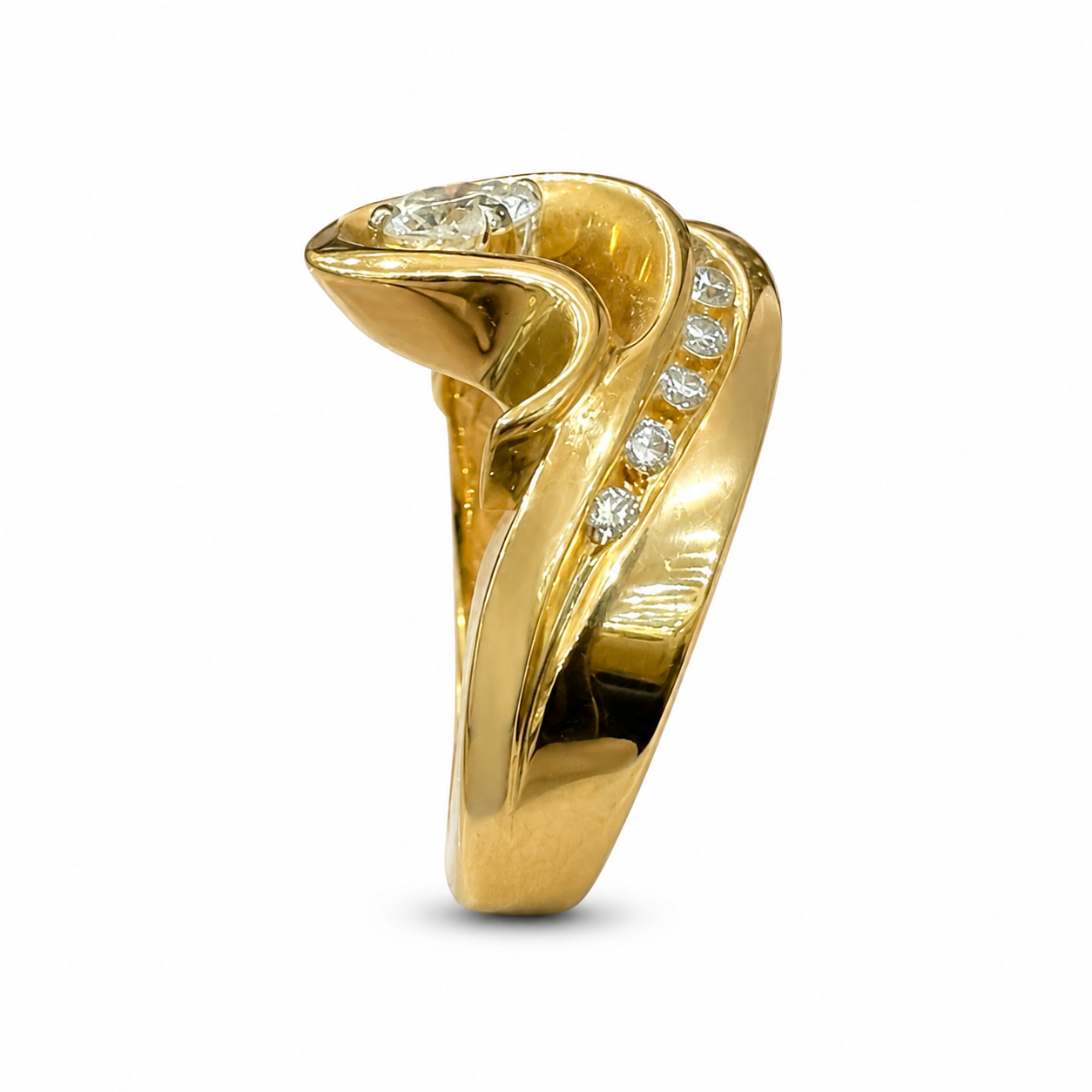 14K Yellow Gold Women's Ring 0.75 ct Round Natural Diamond