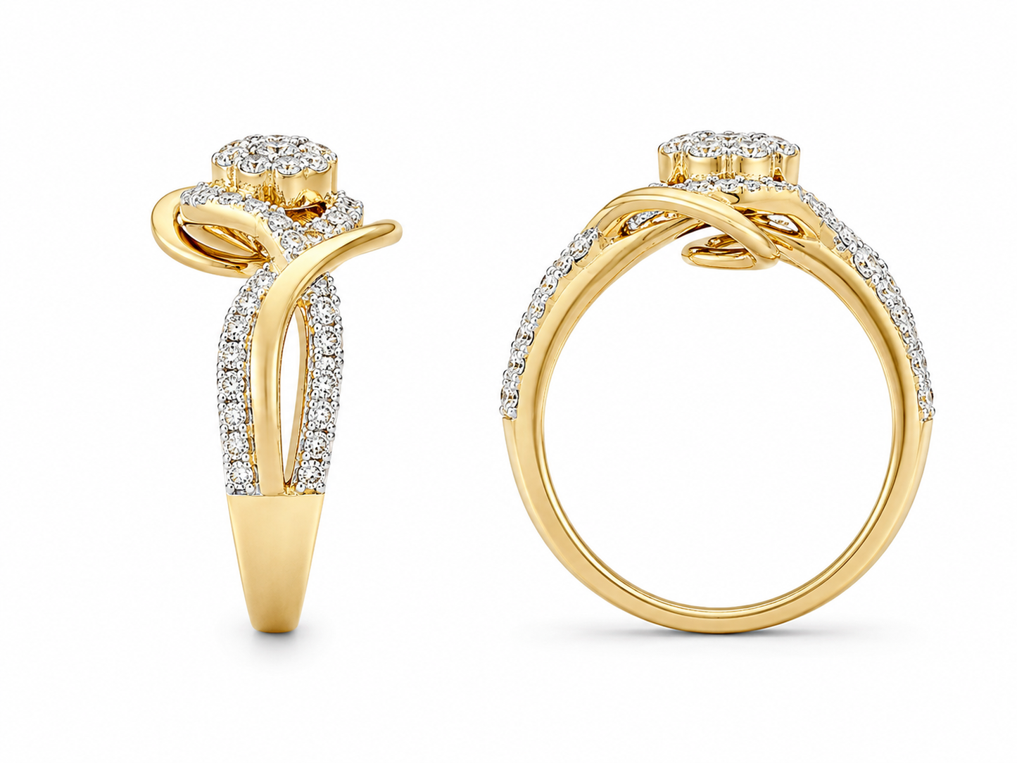 10K Yellow Gold Women's Ring 0.52 ct Natural Diamond