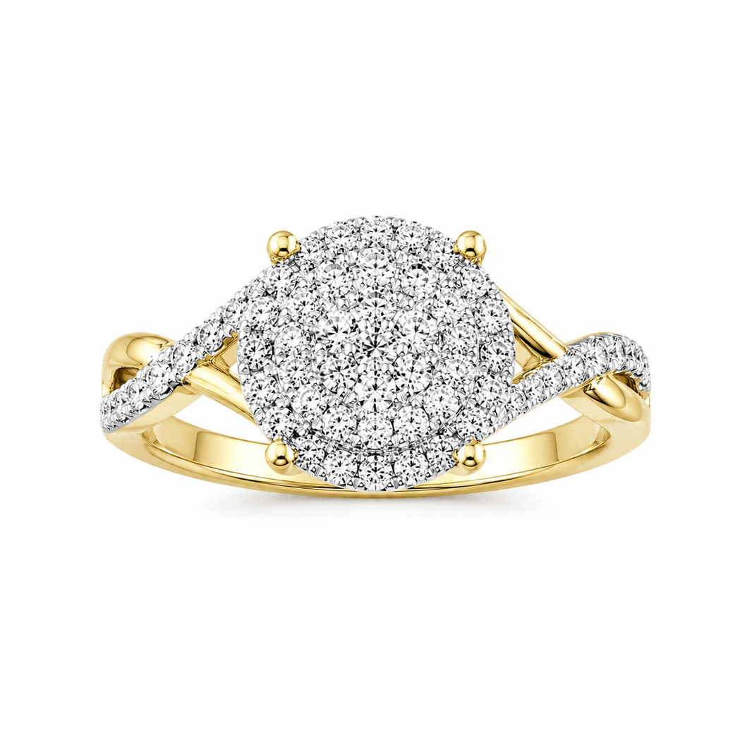 10K Yellow Gold Women's Ring 0.49 ct Natural Diamond