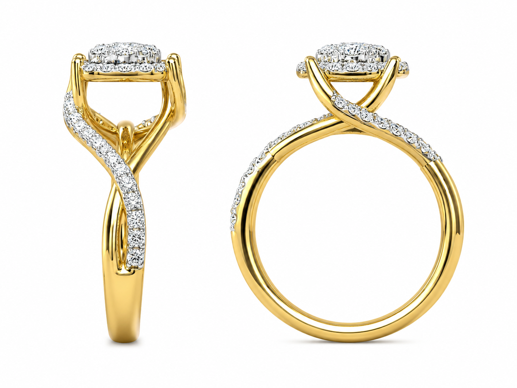 10K Yellow Gold Women's Ring 0.49 ct Natural Diamond
