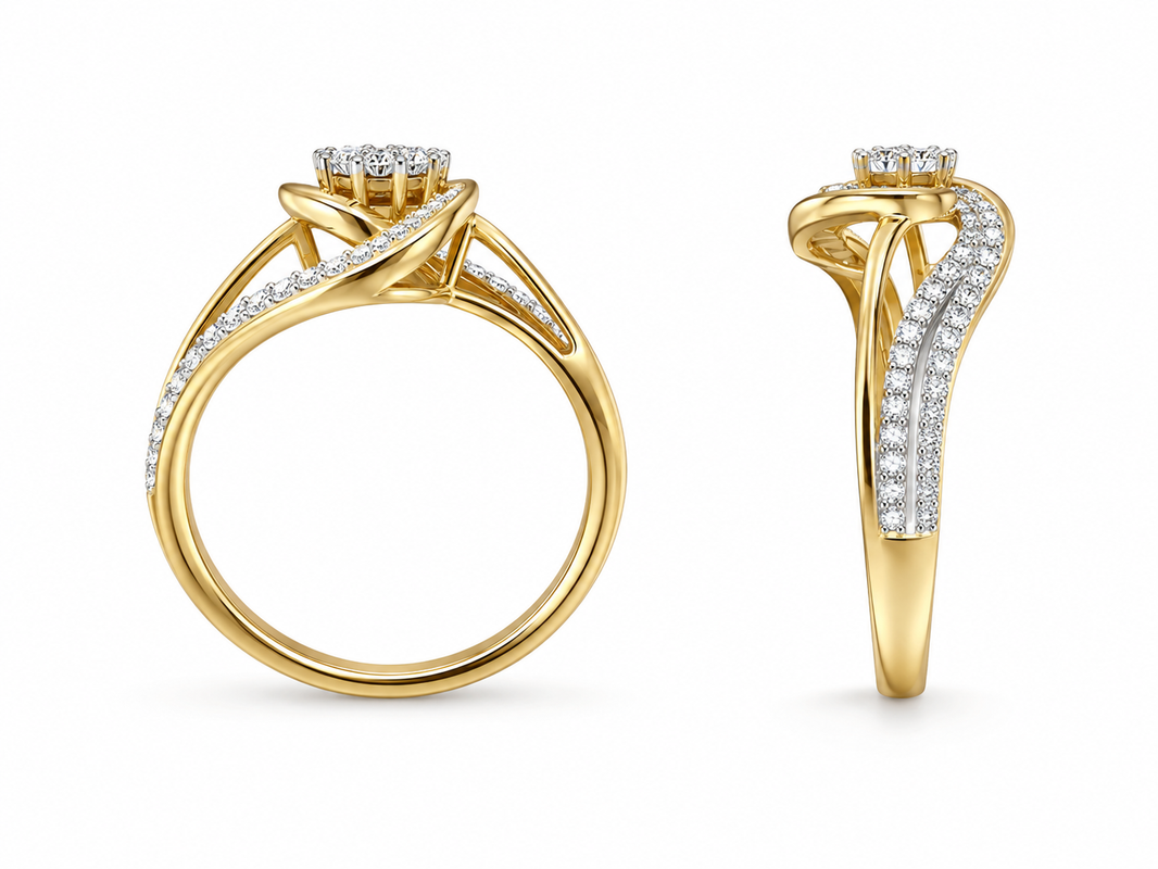 10K Yellow Gold Women's Ring 0.48 ct Natural Diamond