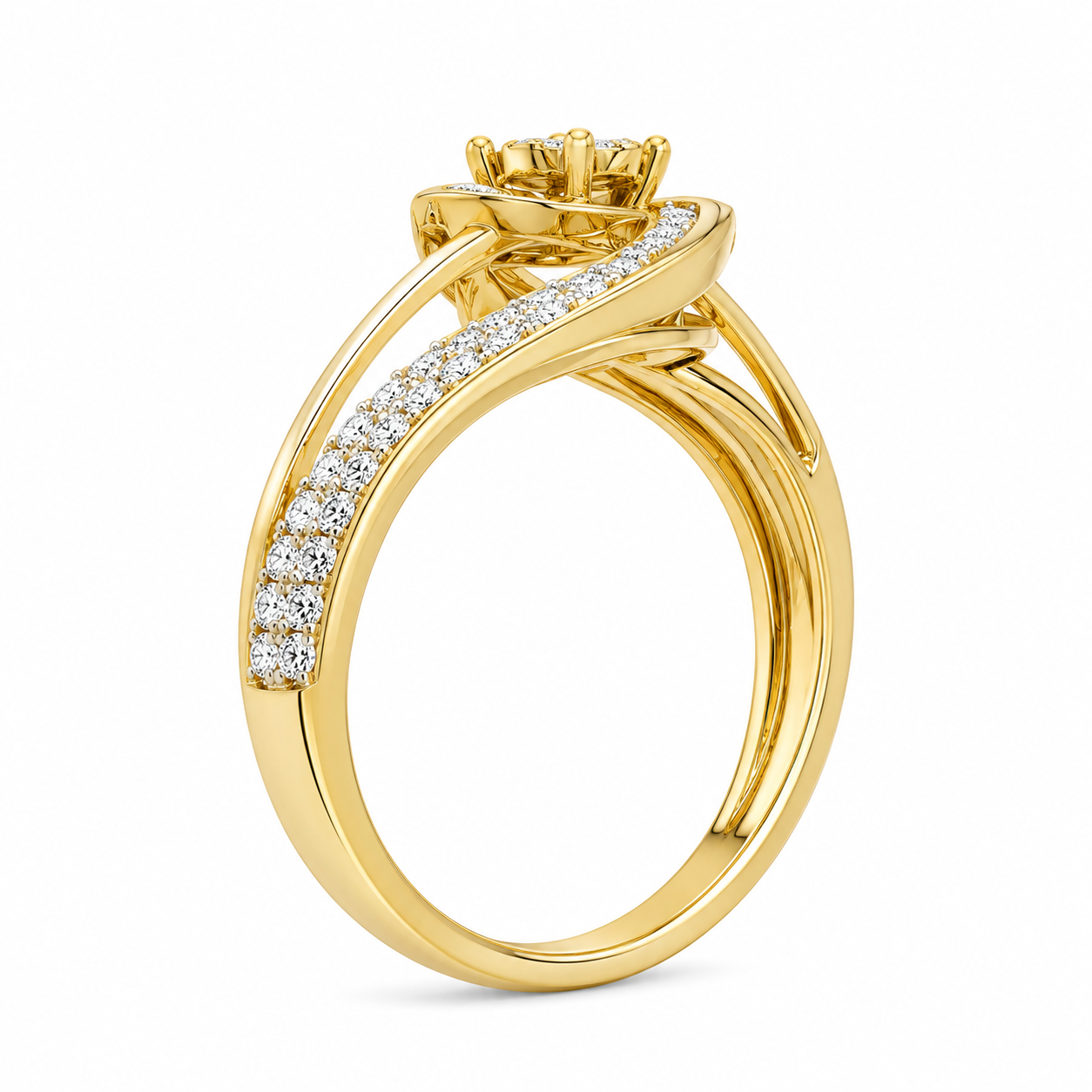 10K Yellow Gold Women's Ring 0.48 ct Natural Diamond