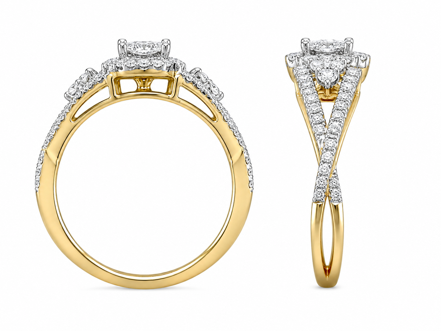 10K Yellow Gold Women's Ring 0.42 ct Natural Diamond