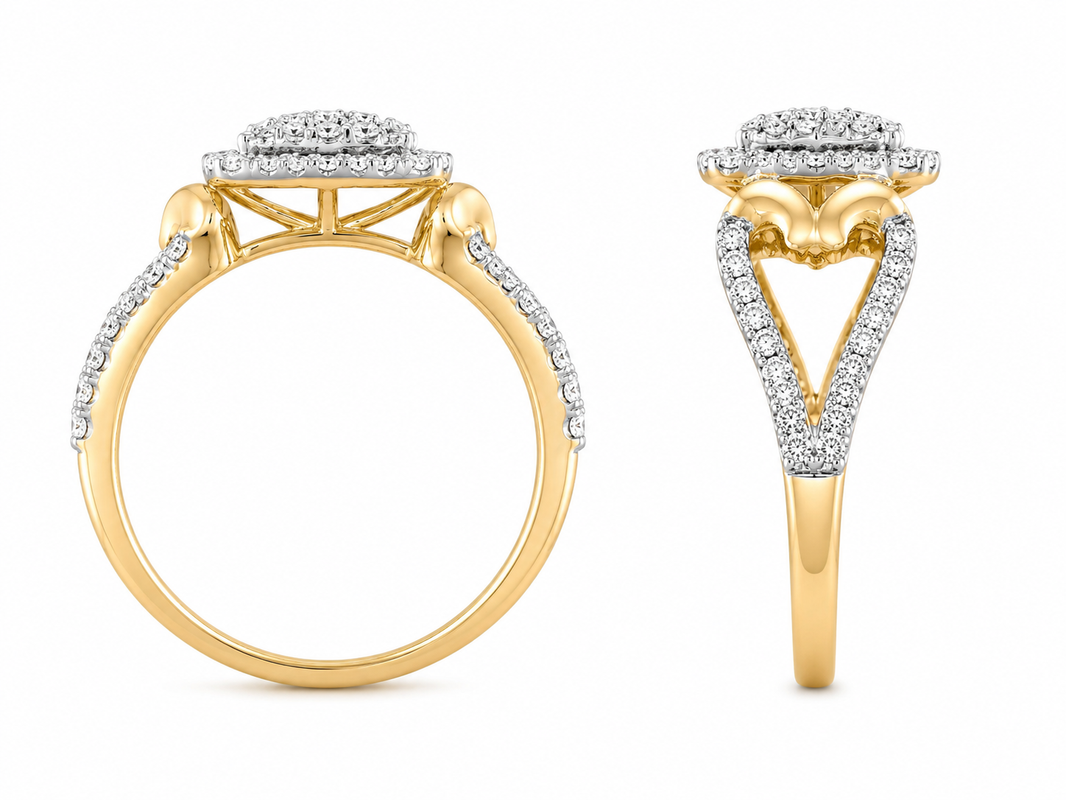 10K Yellow Gold Women's Ring 0.48 ct Natural Diamond