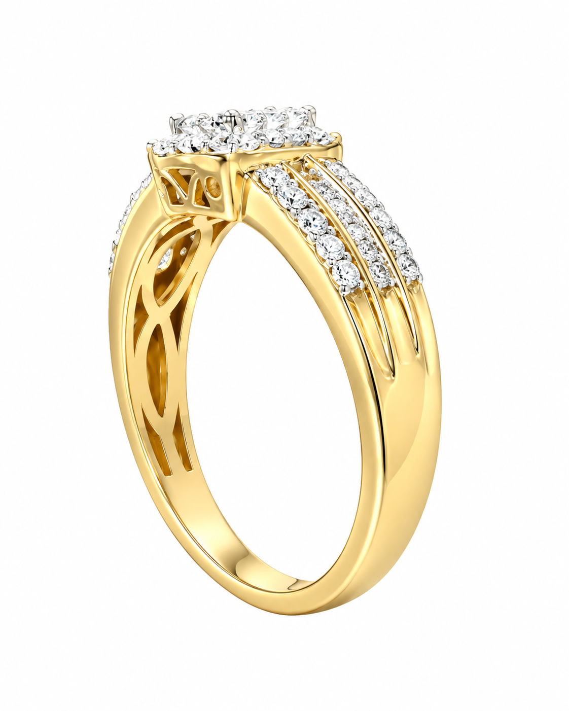10K Yellow Gold Women's Ring Presidential Style Band 0.55 ct Natural Diamond