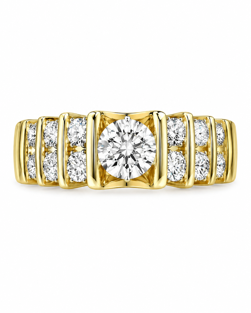 14K Yellow Gold Women’s Ring Round 1.00 ct Natural Diamond