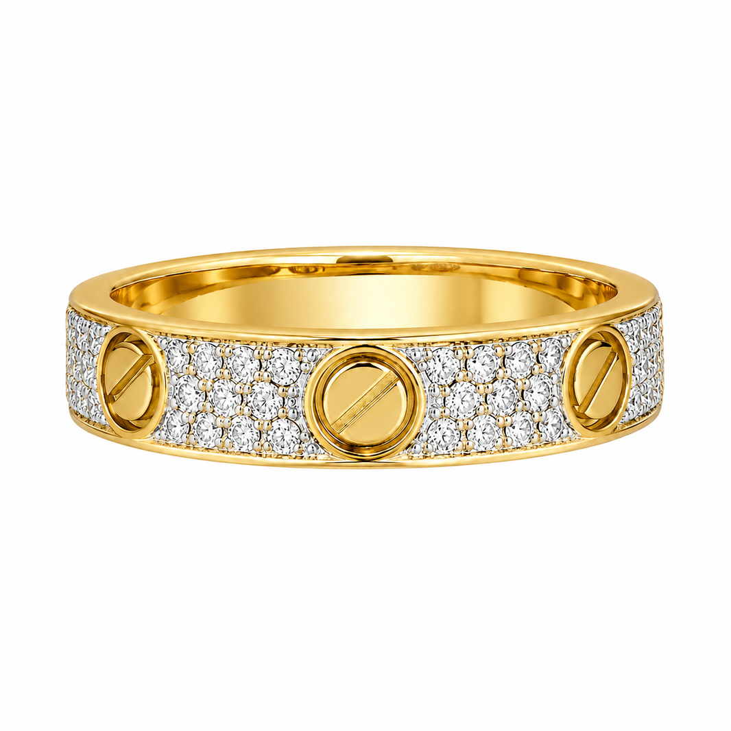 14K White Gold Nail/Bolt Band 1.17 ct Natural Diamond