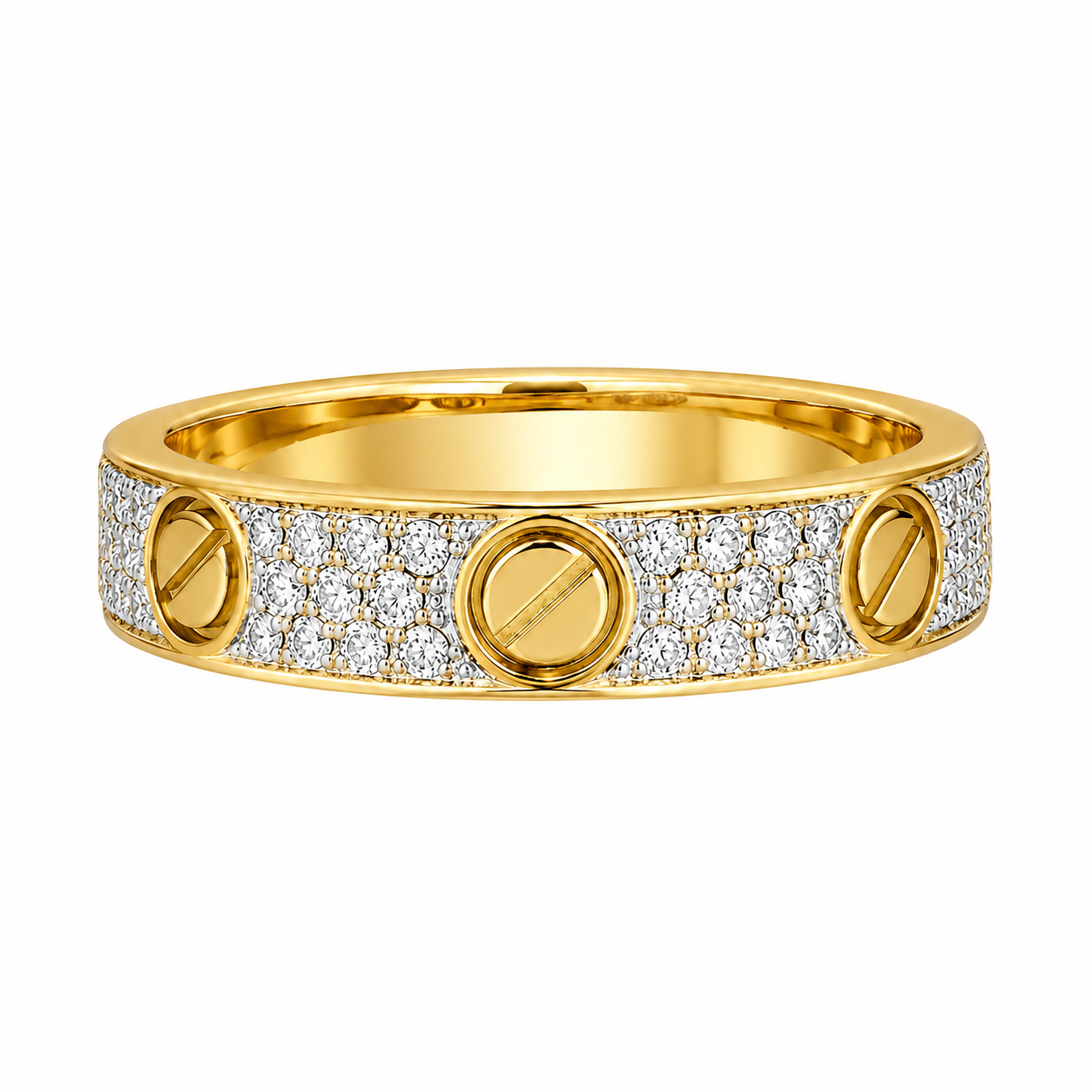 14K Yellow Gold Nail/Bolt Band 0.22 ct Natural Diamond