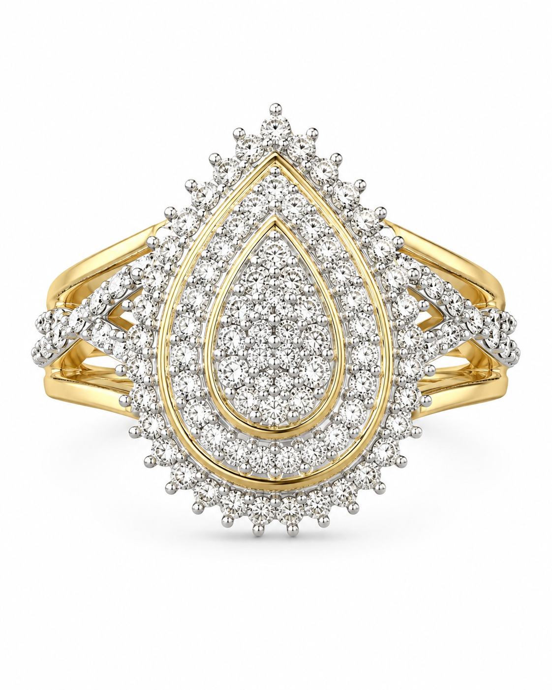 10K Yellow Gold Women's Ring Pear 0.25 ct Natural Diamond