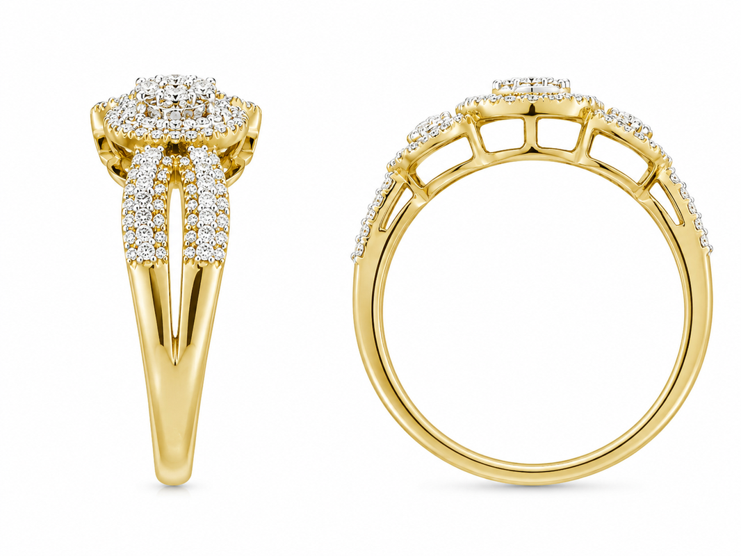 10K Yellow Gold Women's Ring 0.15 ct Natural Diamond